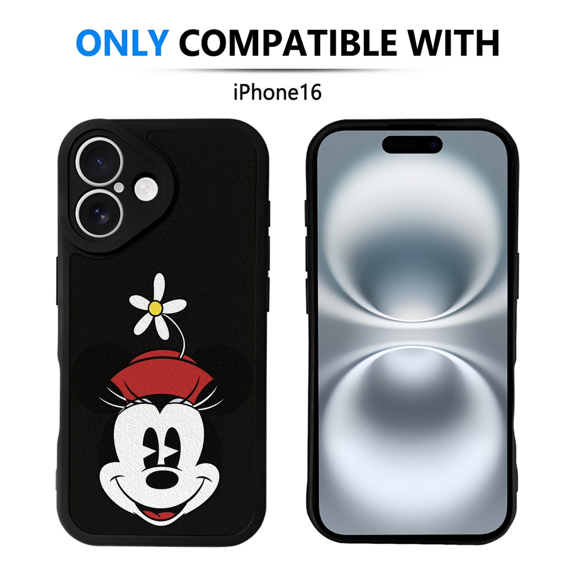 （画像用） ミッキーマウス Mickey Mouse 【iPhone 16シリーズ対応】シリコンスマホケース（レザー調） 材質：シリコン